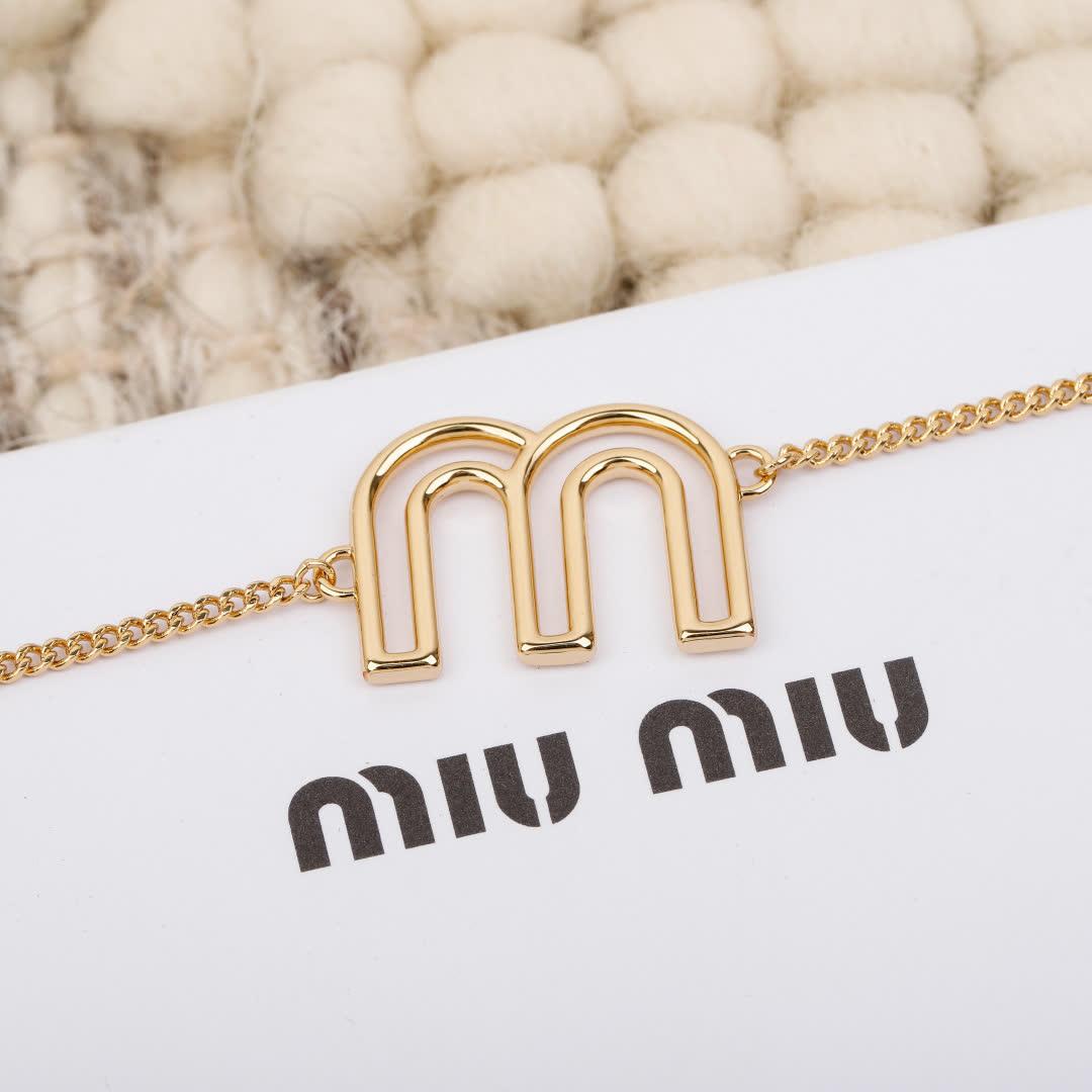 Miu Miu Gold Tone 'M' Logo Bracelet